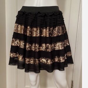 Free People Black and Gold Sequin Skirt